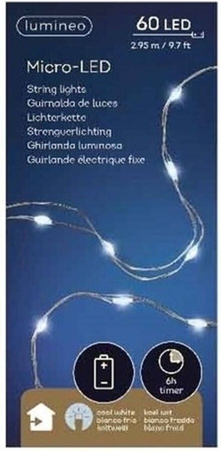 Merkloos Sans marque Micro kerstverlichting op batterij helder wit 60 lampjes microverlichting