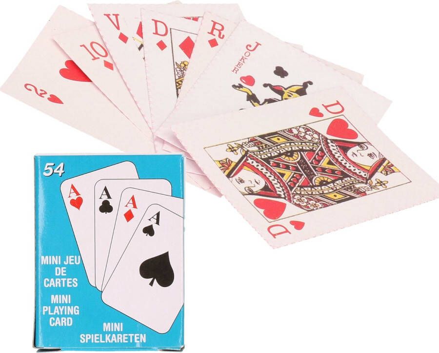 Merkloos Sans marque Mini basic speelkaarten 5.5 x 4 cm in doosje van karton Handig formaatje kleine kaartspelletjes
