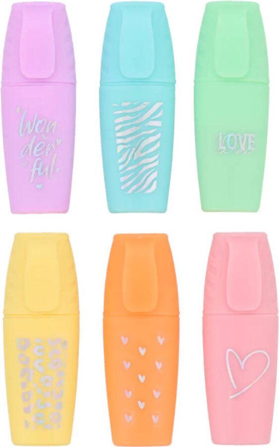 Mini markeerstiften setje 6 stuks