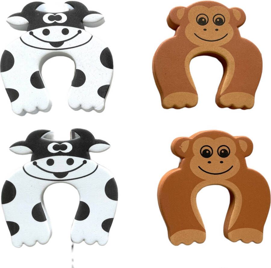 Merkloos Sans marque MixG | Deurstoppers Kind | Foam | 4 stuks | Koe en Aap