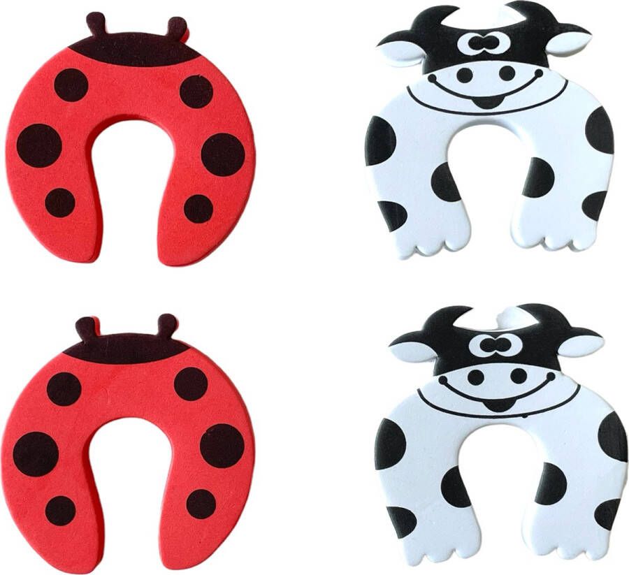 Merkloos Sans marque MixG | Deurstoppers Kind | Foam | 4 stuks | Koe en Lieveheersbeestje