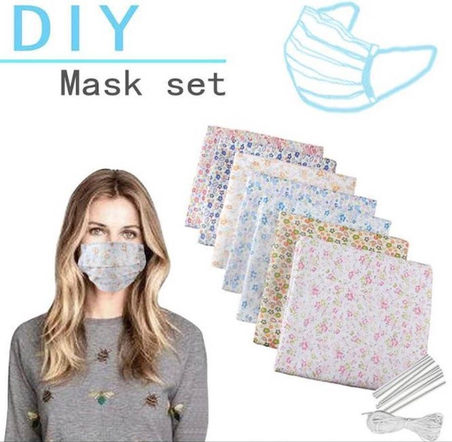 Merkloos Sans marque Mondkapje Do It Yourself Kit- 7 Printjes DIYS Kit mondkapje