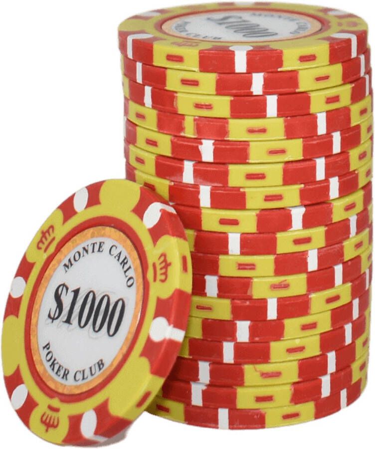 Merkloos Sans marque Monte Carlo High Class Clay Poker Chips 1000 (25 stuks)