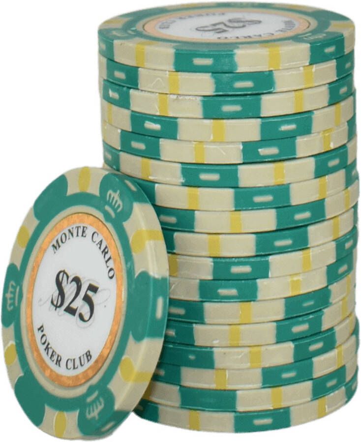 Mec Monte Carlo High Class Poker Chips 25 groen (25 stuks) pokerchips pokerfiches poker fiches clay chips pokerspel pokerset poker set