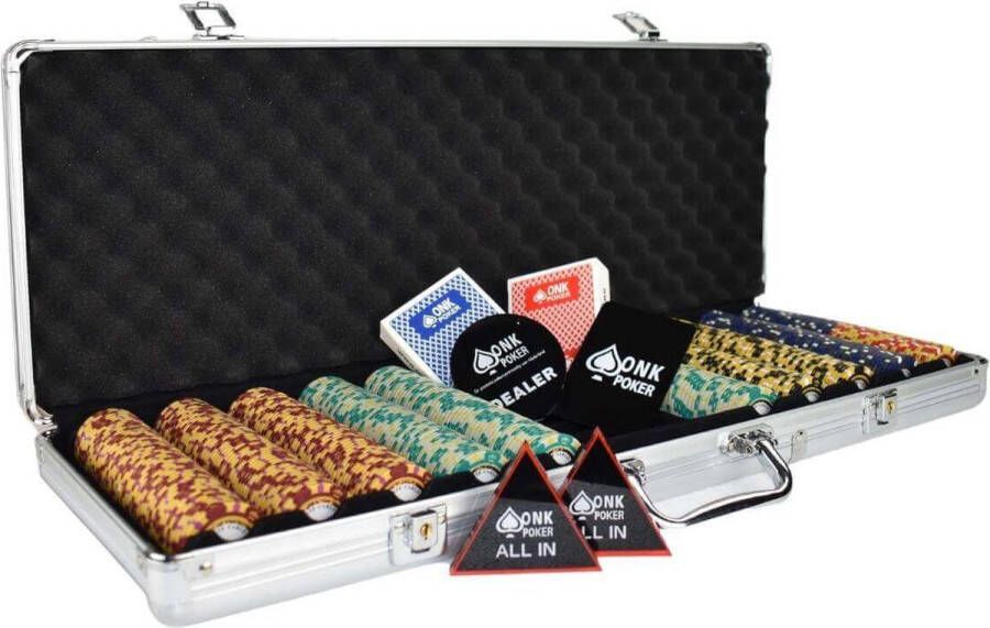 Mec Monte Carlo High Class Clay Poker Set 500 Poker Chips Compleet pokerkoffer pokersets pokerfiches pokerchips poker kaarten pokerkaarten dealerbutton all in button cut card