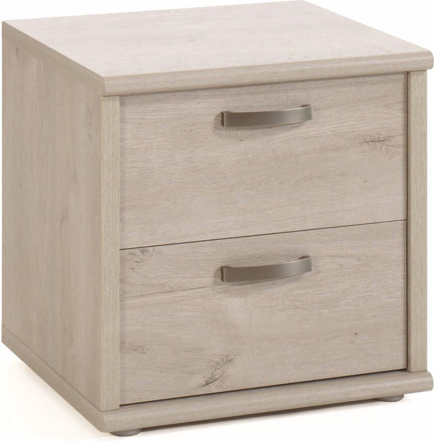Nachtkastje Benja Eiken Breedte 52 cm Hoogte 55 cm Diepte 46 cm Met lades Zonder deuren