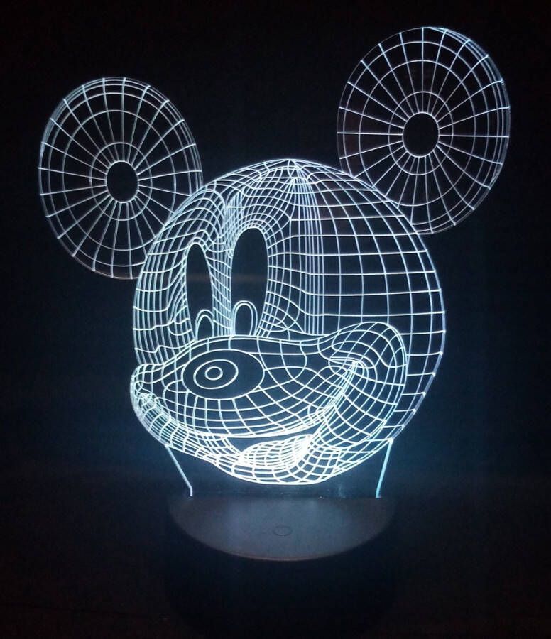 Merkloos Sans marque Nachtlamp 'Mouse' LED lamp 3D Illusion 7 kleuren en 4 effecten