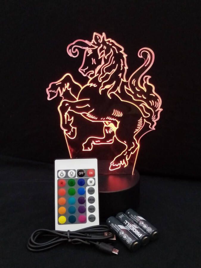 Merkloos Sans marque Nachtlamp 'Twentse Ros' LED lamp 3D Illusion 7 kleuren en 4 effecten Twente