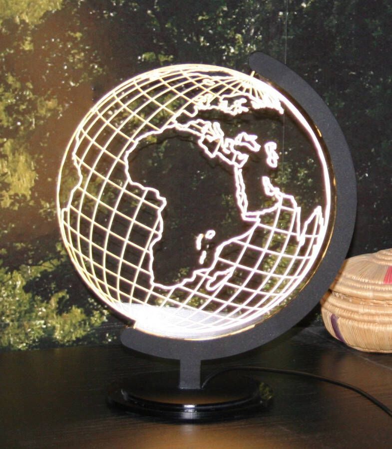 Merkloos Sans marque Nachtlampje 'Wereldbol' 3d illusion met projectie van een globe LED-lamp USB dimmerfunctie