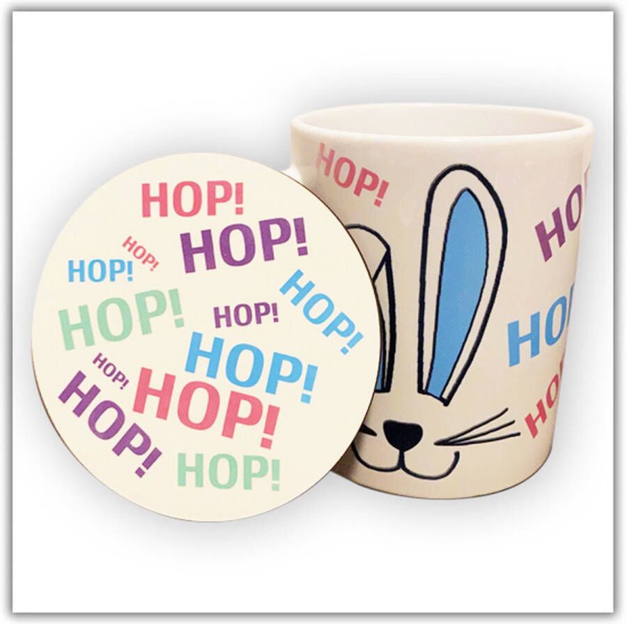 NB! Creative Boutique: Bunny Coaster & Mug Set Set van konijnen onderzetter & Mok[Easter Paas]