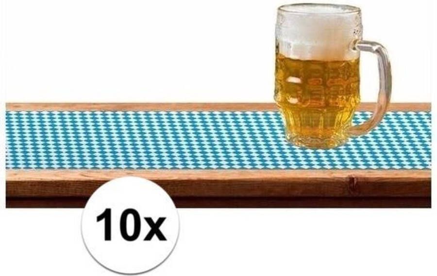 Merkloos Sans marque Oktoberfest 10x Tafelloper Oktoberfest versiering 65 x 600 cm Bierfeest feestartikelen tafel decoratie Versiering blauw wit