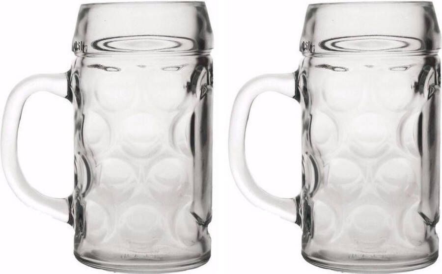 Merkloos Sans marque Oktoberfest 2x Bierpullen Bierglazen 0 5 liter Oktoberfest Bierfeest feestartikelen Horeca bierglazen pullen