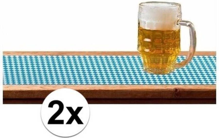 Merkloos Sans marque Oktoberfest 2x Tafelloper Oktoberfest versiering 65 x 600 cm Bierfeest feestartikelen tafel decoratie Versiering blauw wit