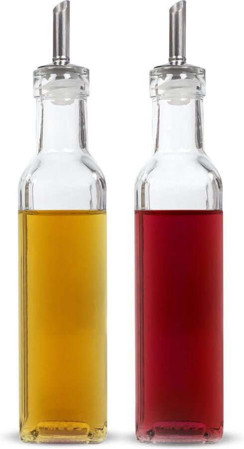 Merkloos Sans marque Olie- & Azijnstel MDO Olie- & Azijnset Oliefles Olieflessen Olijfolie fles Incl. Houder 500ML Glas