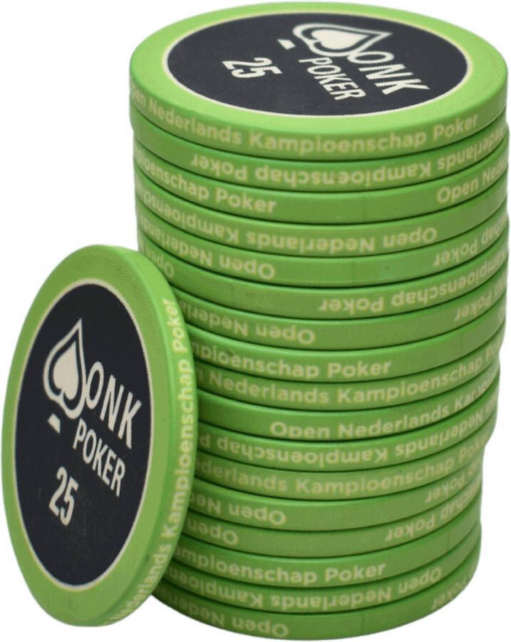 ONK POKER keramische Chips 25 groen (25 stuks) pokerchips pokerfiches poker fiches keramisch pokerspel pokerset poker set