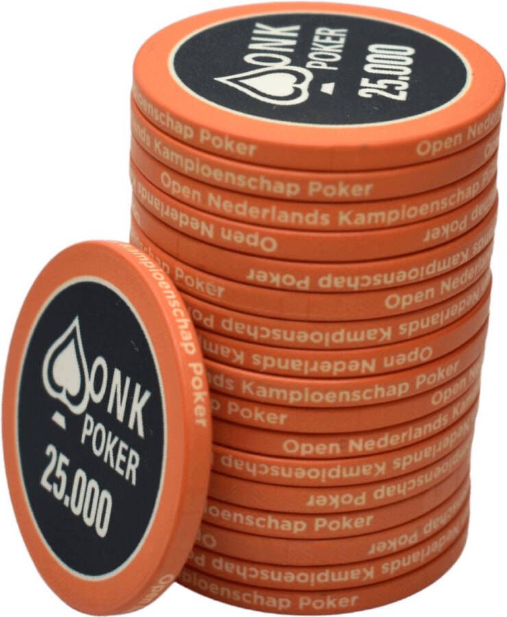 ONK POKER keramische Chips 25.000 oranje (25 stuks) pokerchips pokerfiches poker fiches keramisch pokerspel pokerset poker set