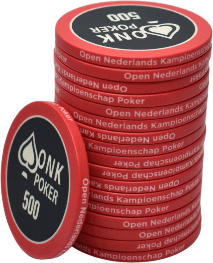 ONK POKER keramische Chips 500 rood (25 stuks) pokerchips pokerfiches poker fiches keramisch pokerspel pokerset poker set
