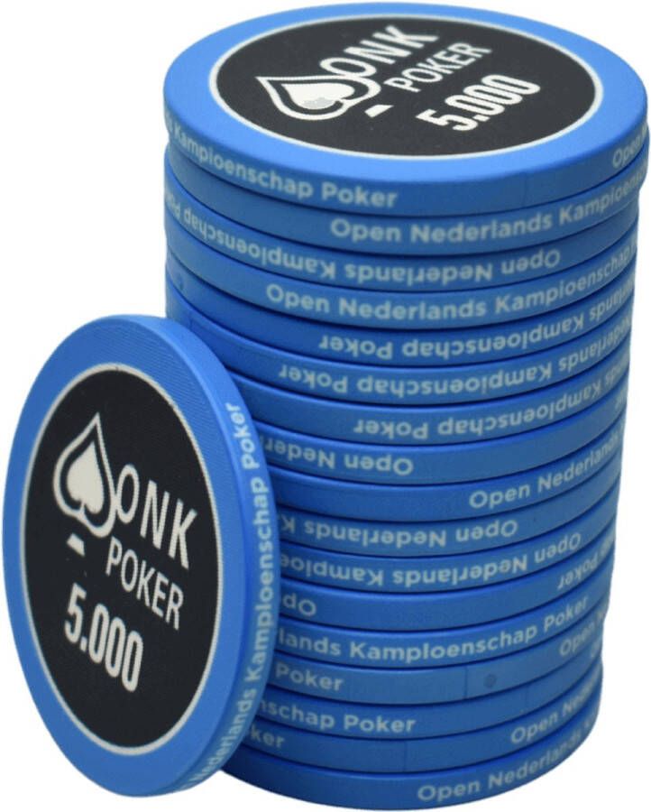 ONK POKER keramische Chips 5.000 blauw (25 stuks) pokerchips pokerfiches poker fiches keramisch pokerspel pokerset poker set