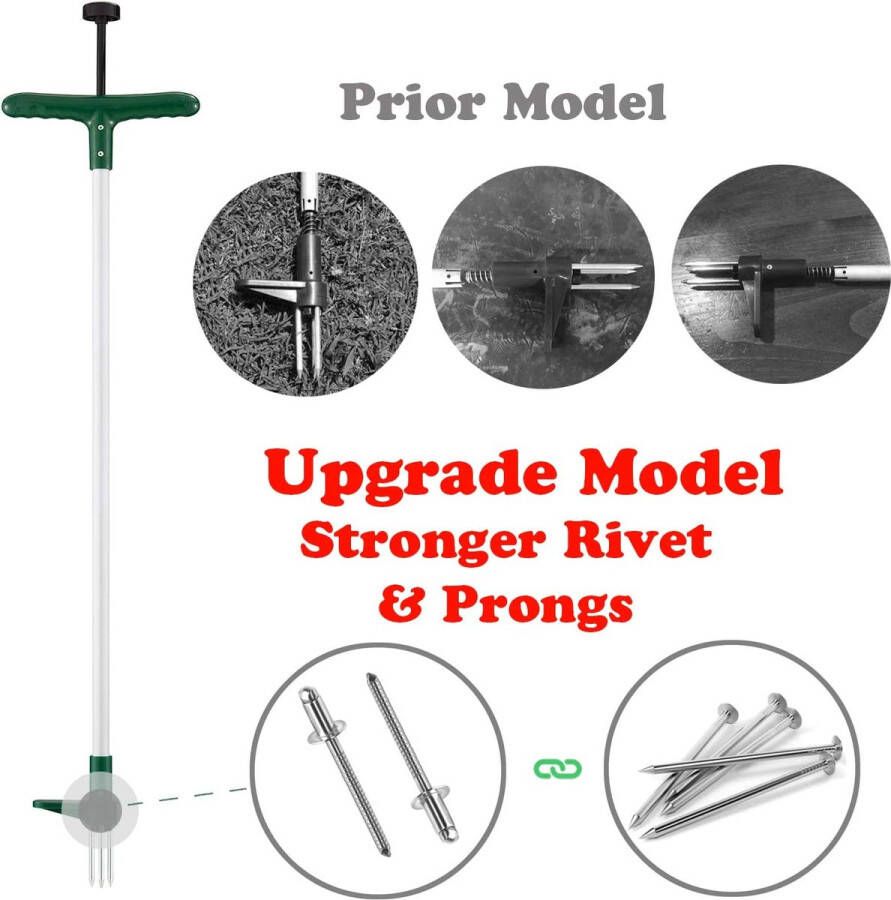 Merkloos Sans marque Onkruidverwijderaar lengte 100 cm met DRIE kaken voor het efficiënt verwijderen van onkruid klauwen en pedalen van verdikt en gehard roestvrij staal tuingereedschap