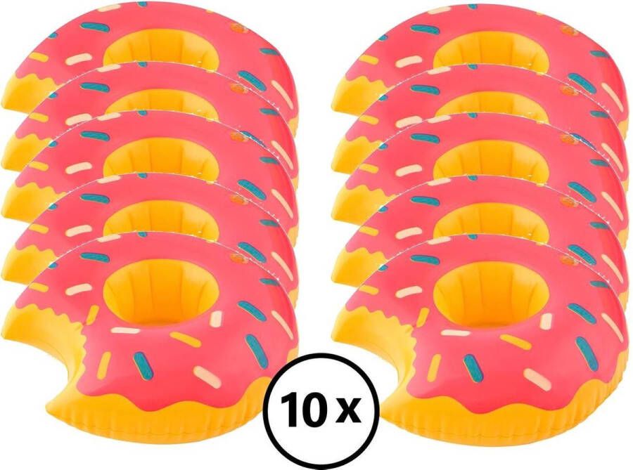 Merkloos Sans marque Opblaasbare bekerhouder donut roze- zee zwembad en feest drankhouder zwembadaccessoire set van 10 stuks