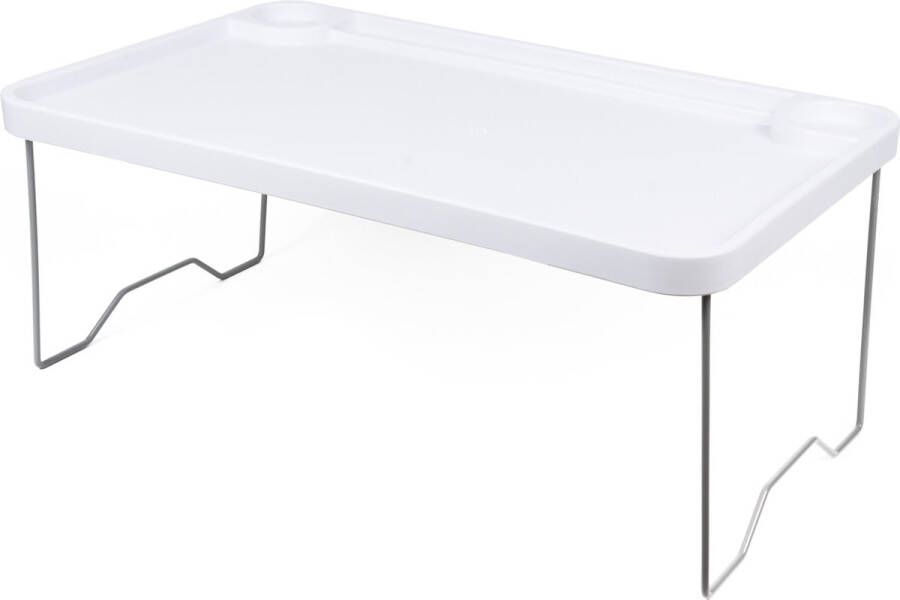 Merkloos Sans marque Opklapbare tafel ontbijt tafeltje Laptop tafel Bed tafeltje Opklapbaar 57 x 35 x 23 CM Wit