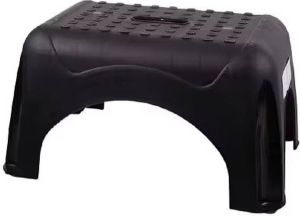 Merkloos Sans marque Opstapkrukje Opstapkruk trapje zwart met anti-slip -150 kg oppervlak 42 x 29 cm Opstapje