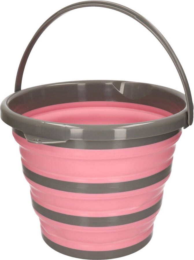 Merkloos Sans marque Opvouwbare emmer roze grijs 10 liter Camping emmer roze grijs