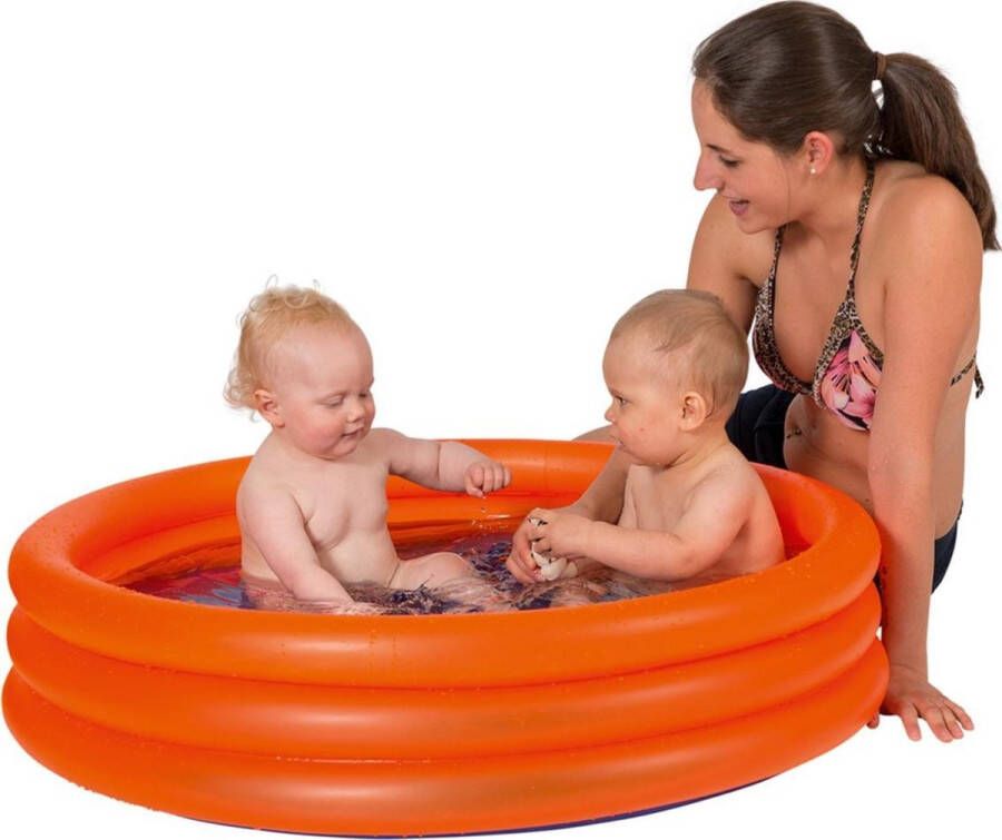 Merkloos Sans marque Oranje opblaasbaar zwembad 122 x 23 cm speelgoed Rond zwembadje Pierenbadje Buitenspeelgoed voor kinderen