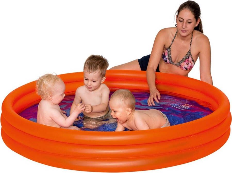 Merkloos Sans marque Oranje opblaasbaar zwembad 157 x 28 cm speelgoed Rond zwembadje Pierenbadje Buitenspeelgoed voor kinderen