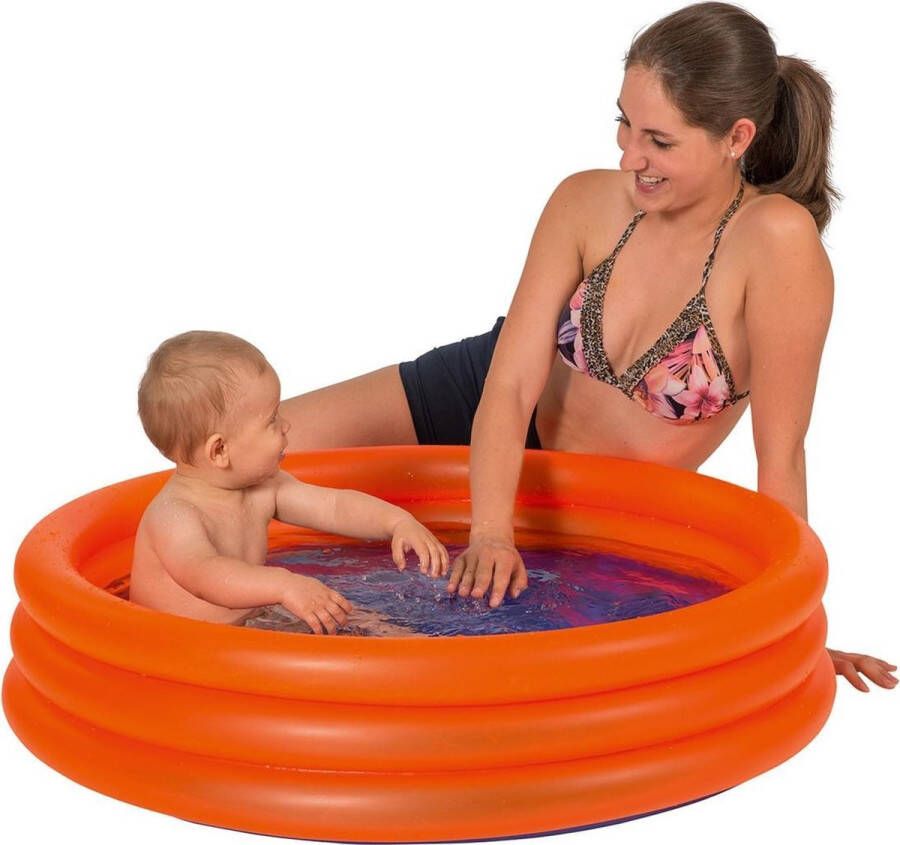 Merkloos Sans marque Oranje opblaasbaar zwembad baby badje 100 x 23 cm speelgoed Rond zwembadje Babybadje Douchecabine badje Pierenbadje Buitenspeelgoed voor kinderen