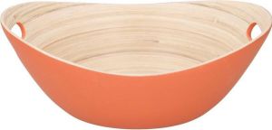 Merkloos Sans marque Oranje serveer schaal van bamboe 27 cm Fruitschaal van bamboe oranje Keuken accessoires