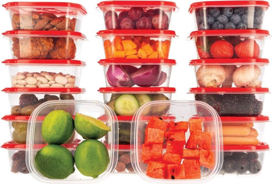 Merkloos Sans marque OURSSON Voedselopslagcontainers met deksels – Voor lunch snacks fruit herbruikbaar | Vaatwasmachinebestendig Magnetron- en vriesvriendelijk Lekvrij | CP10081S RD (20 x 400 ml Rood)