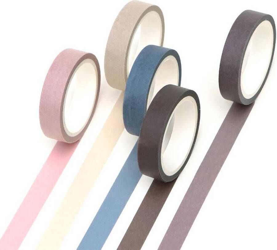 Merkloos Sans marque Paars Blauw Roze Washi Tapes | Multi Pack Verschillende Washi Tapes | Prachtige Verschillende Masking Tapes | Bullet Journal | Journalling | Plakboeken | Rollen Tape | 5 Verschillende Masking Tapes | Essentials | Basics | Must Haves