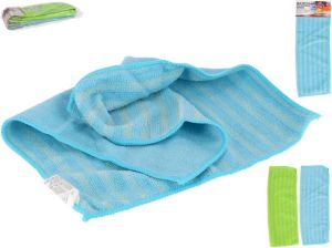 Merkloos Sans marque Pakket van 2x stuks microvezeldoeken -Groen en Blauw 30X40 CM Microvezel vaatdoekjes Wonderdoekjes Schoonmaak huishoud doeken Toilet doeken