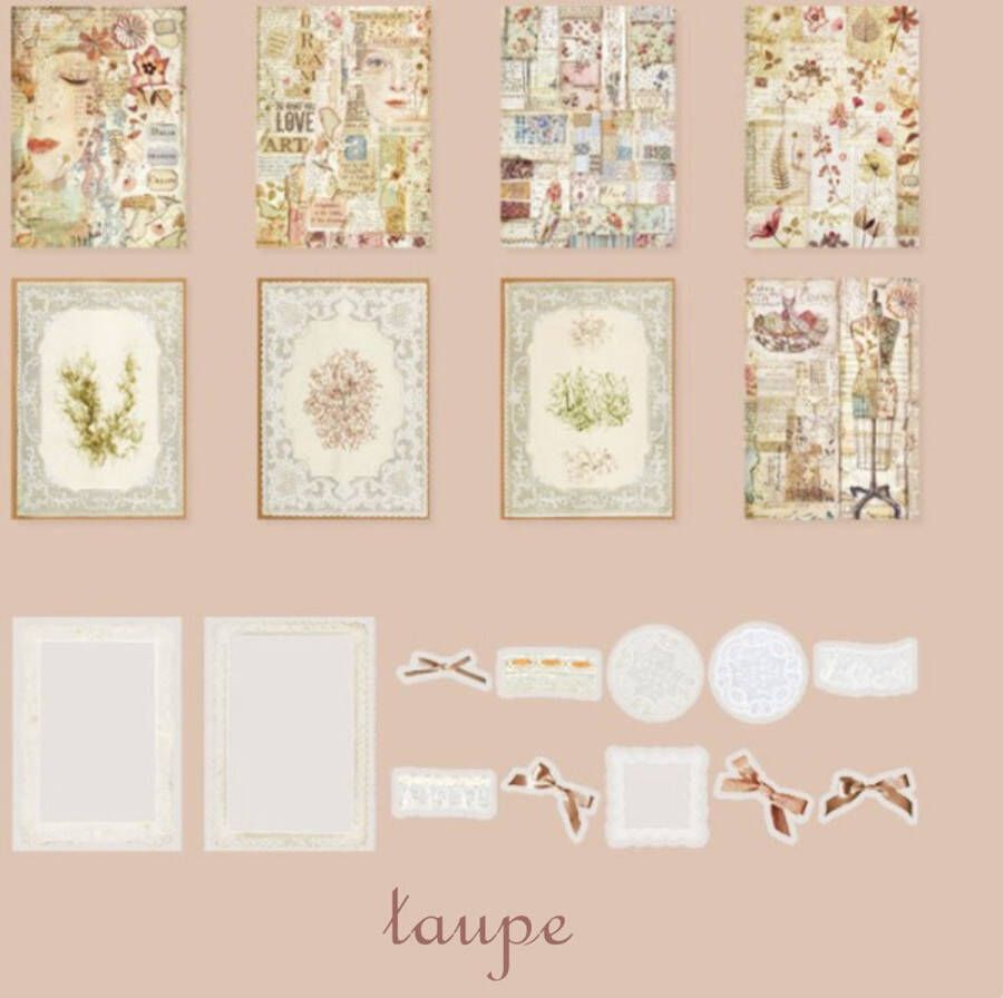 Merkloos Sans marque Papier En Stickerset 30 Delig Taupe Q007 Transparante Venster Stickers Decoratie Papier En Stickers Voor Bullet Journal Of Scrapbook Kaarten Maken Hobby Papier Set 30 Stuks Vintage Papier