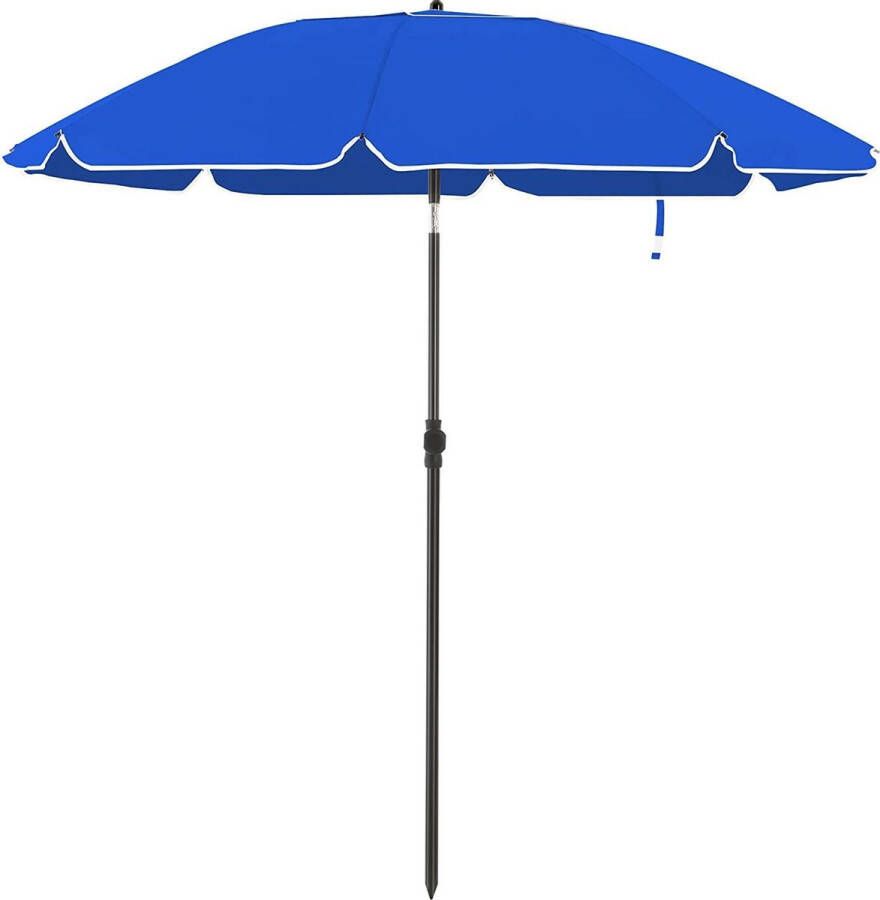 Merkloos Sans marque parasol Ø 160 cm marktparasol UV-bescherming UPF 50+ zonwering achthoekige tuinparasol van polyester ribben van glasvezel met draagtas blauw GPU60BU