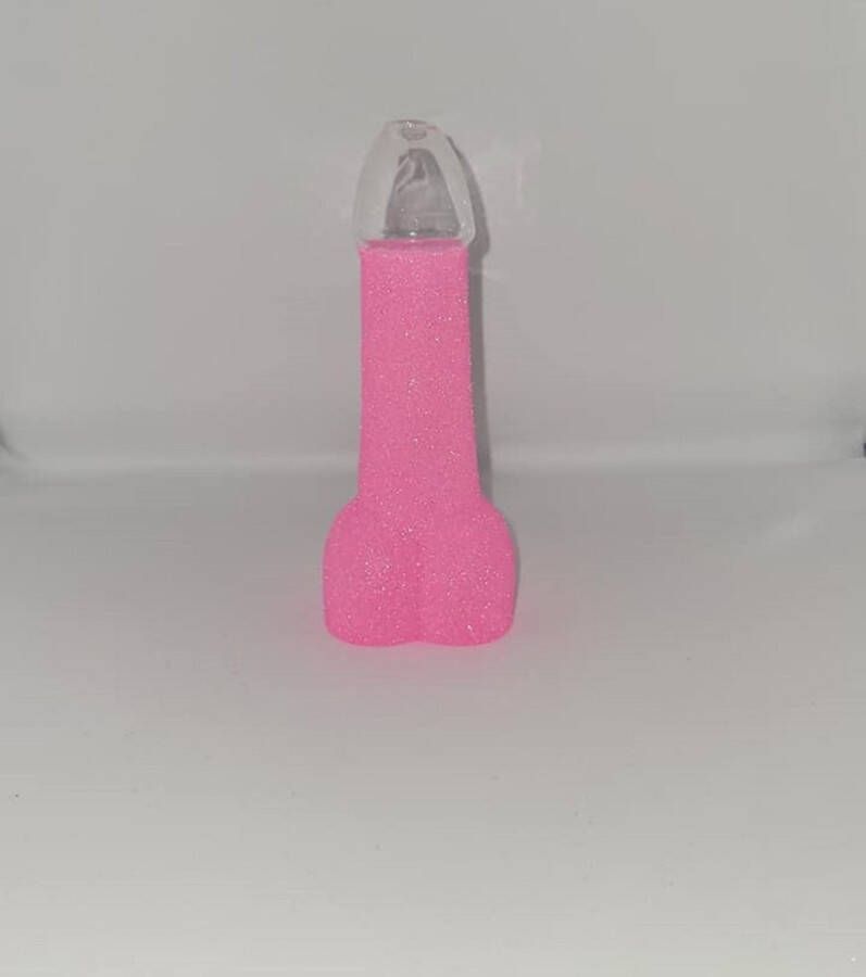 Merkloos Sans marque Piemel glas Penis shotglas Glitter Roze 150ml + GRATIS piemelrietje