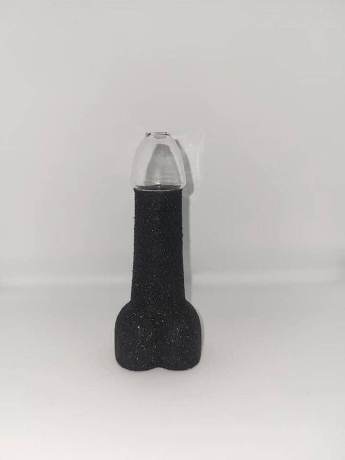 Merkloos Sans marque Piemel glas Penis shotglas Glitter zwart 150ml + GRATIS piemelrietje