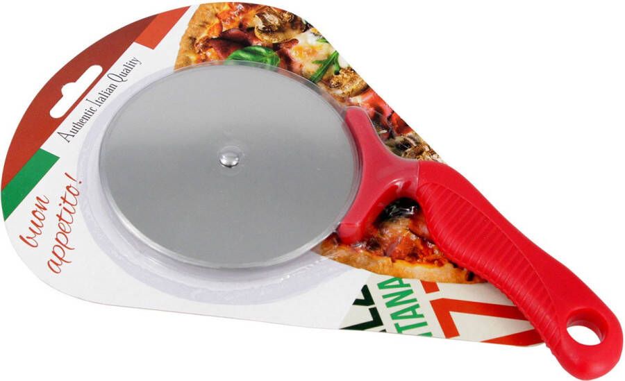 Shoppartners Pizzaroller pizza snijder rood 21 cm Pizzasnijders Pizza stukken snijden