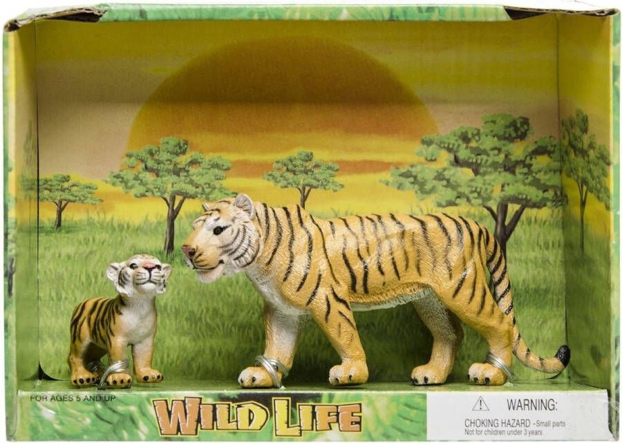 Merkloos Sans marque Plastic safari dieren tijger en welp voor kinderen Wildlife Plastic dieren speelsets Verschillende wilde dieren