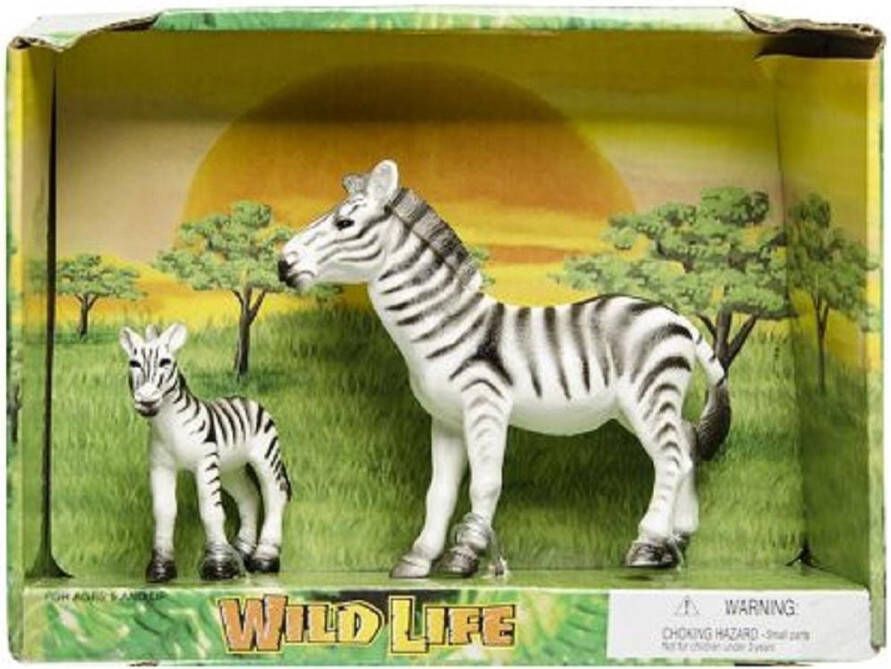 Merkloos Sans marque Plastic safari dieren zebra en veulen voor kinderen Wildlife Plastic dieren speelsets Verschillende wilde dieren