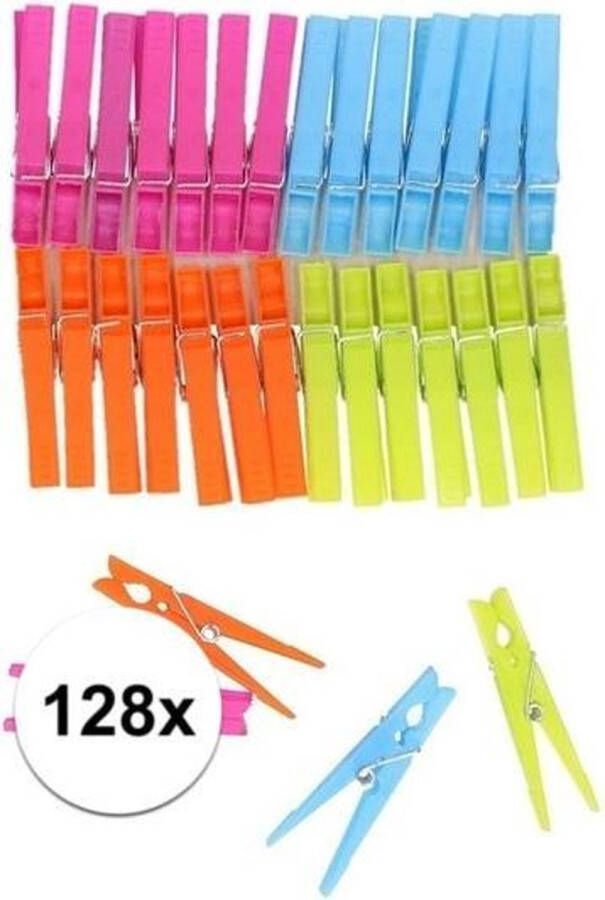 Merkloos Sans marque Plastic wasknijpers 128 stuks gekleurde knijpers wasspelden
