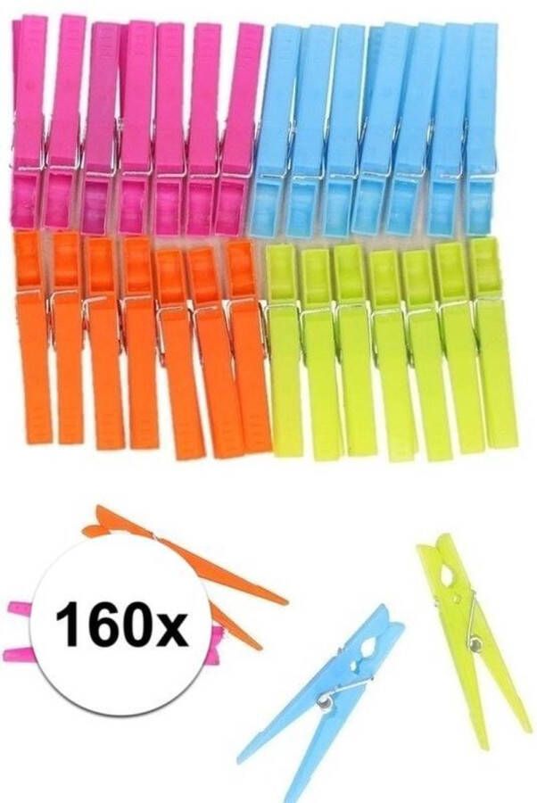 Merkloos Sans marque Plastic wasknijpers 160 stuks gekleurde knijpers wasspelden
