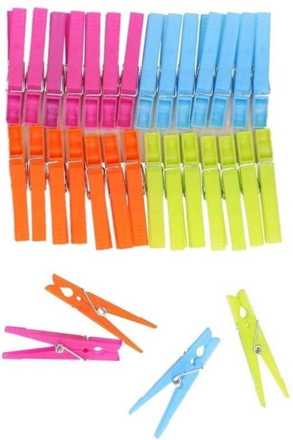 Merkloos Sans marque Plastic wasknijpers 96 stuks gekleurde knijpers wasspelden