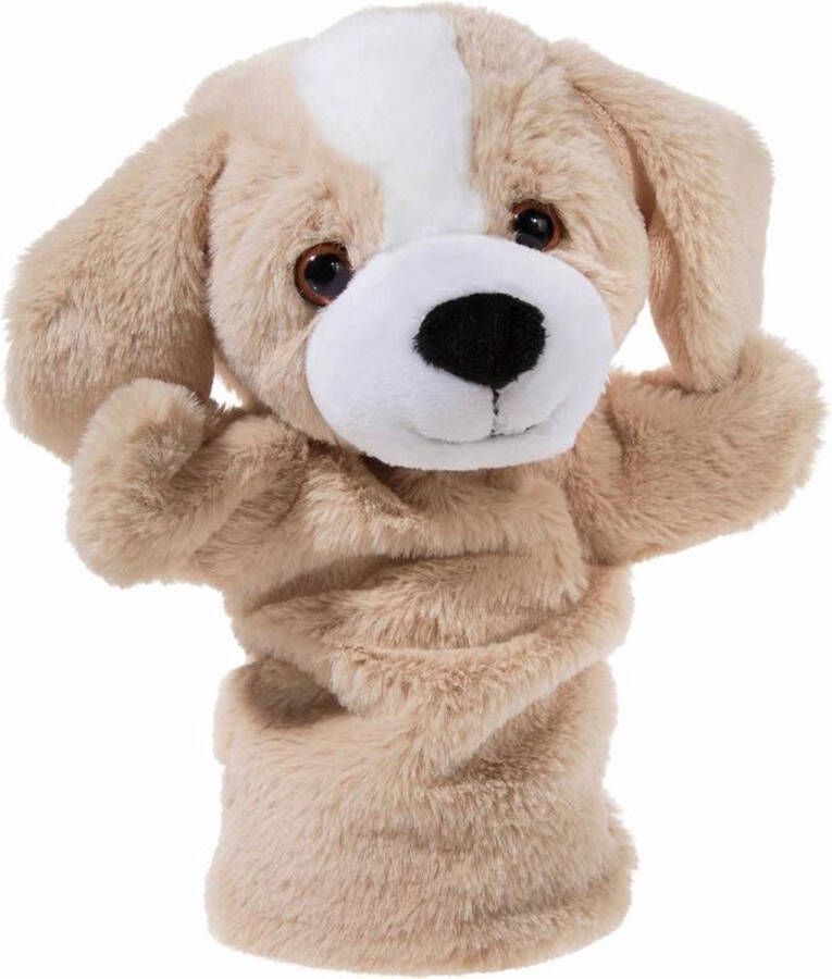 Merkloos Sans marque Pluche beige honden handpop knuffel 25 cm Hondjes dieren knuffels Poppentheater speelgoed kinderen