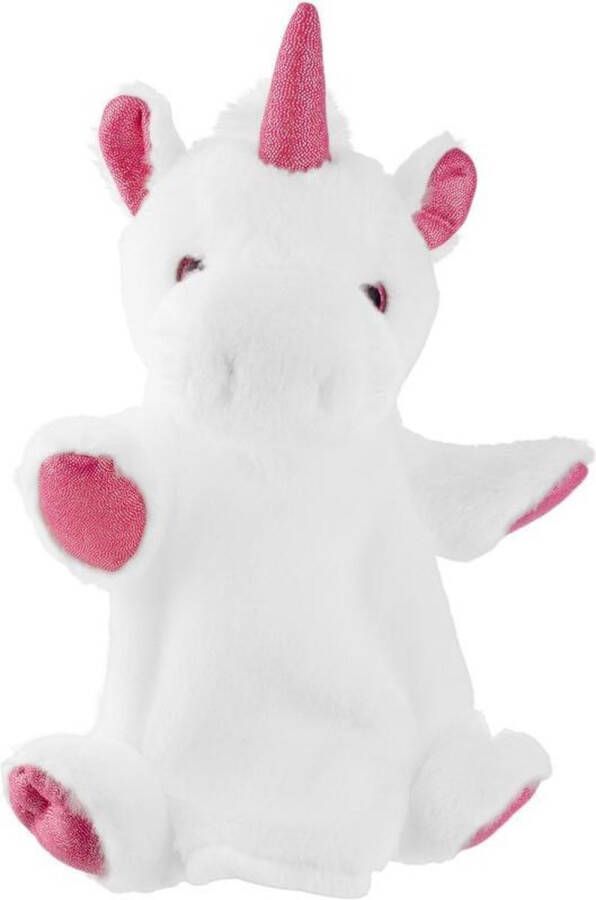 Merkloos Sans marque Pluche wit roze eenhoorn handpop knuffel 25 cm Eenhoorns mystieke dieren knuffels Poppentheater speelgoed kinderen