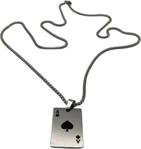 Merkloos Sans marque Poker Kaarten Chain Ketting Schoppen Aas Hanger Texas Hold em Casino Pokerface