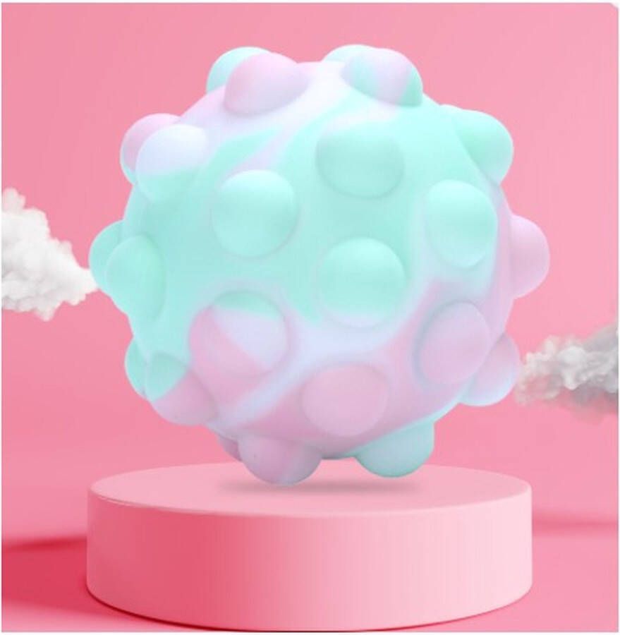 Merkloos Sans marque Pop it Fidget toys Nieuw 3D Push Bubble Ball stress ball- push sensory toy roze met zacht blauw- pastel kleur -Popits Bekend van TikTok -cadeautip