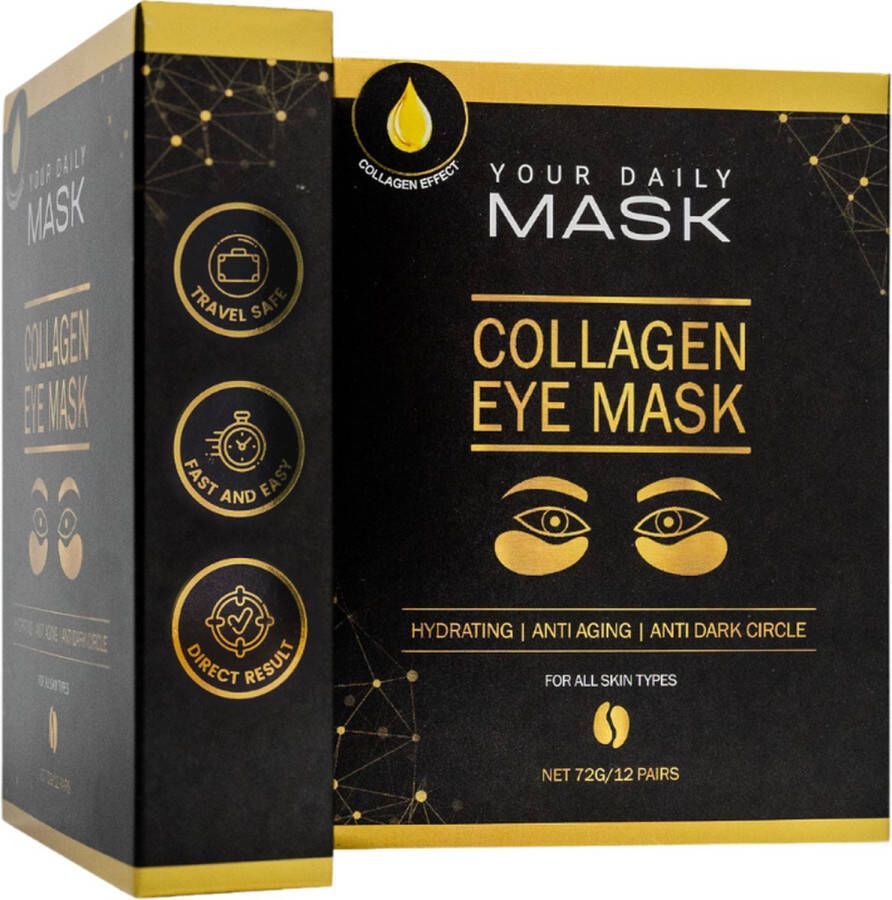 Premium Oogmasker Wallen Your Daily Mask Wallen en donkere kringen 24 STUKS (12 paar) Oogmasker Collageen – VALENTIJNSDAG CADEAU TIP Eye Pads – Anti wallen