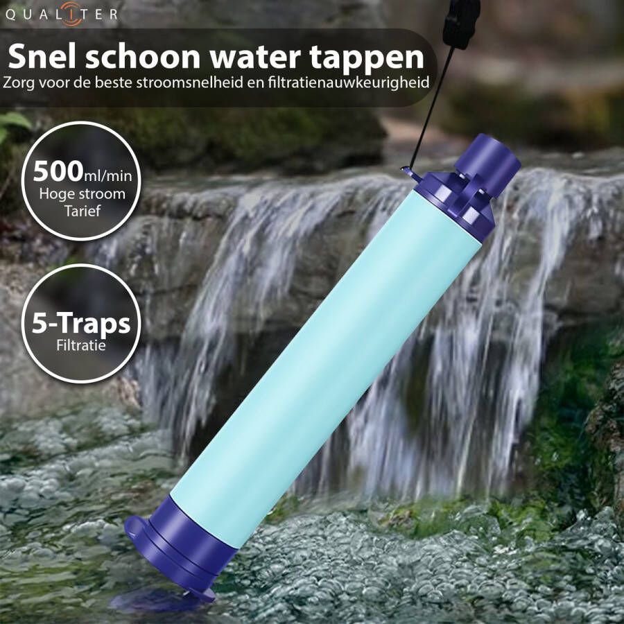 Merkloos Sans marque Premium Personal Water Filter Straw Complete set Waterfilter Waterfles Outdoor life Survival BPA-vrij Filtert 1500L